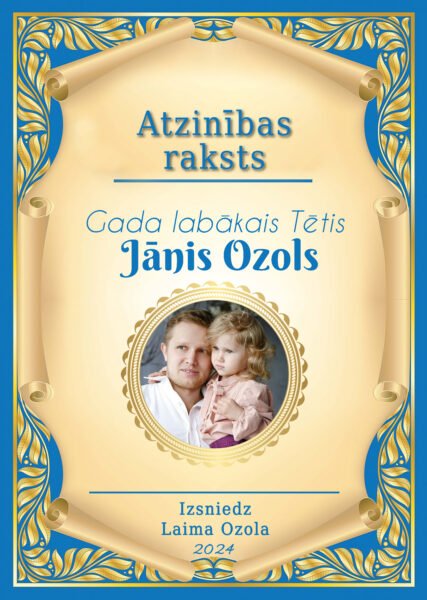 Atzinības raksts tētim #11